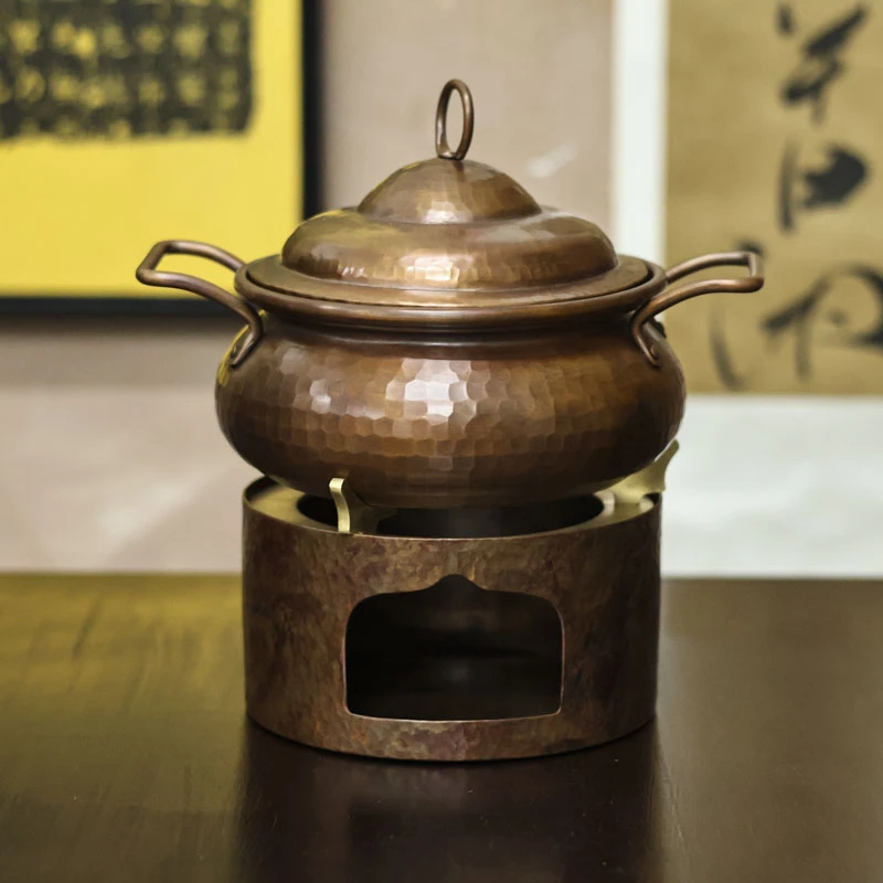 纳兰-单人小火锅套装（铜锅+铜炉）（春喜铜0053）