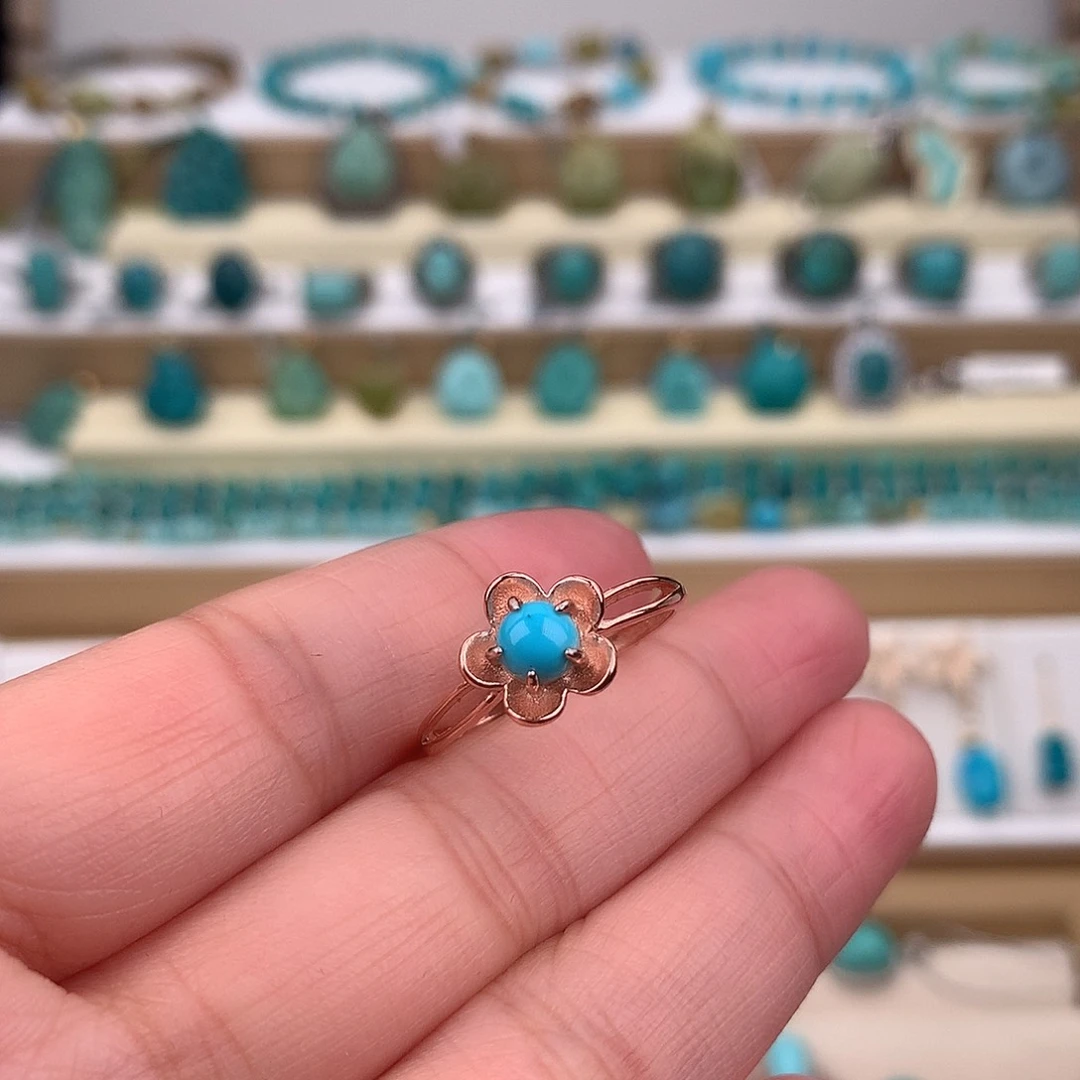 绿松石银S925镶嵌戒指