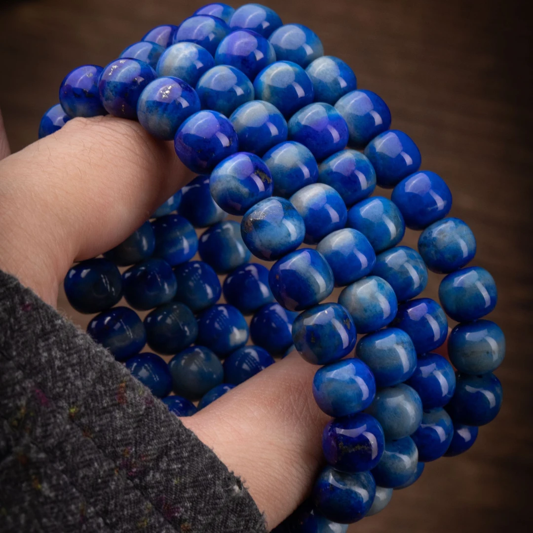9mm左右青金石原矿蓝白撞色青花瓷色系多样性发货发其一 文玩手串