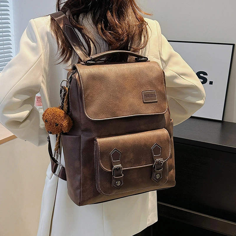 复古英伦风原创双肩包通勤电脑包学生上课大容量书包旅行防水背包