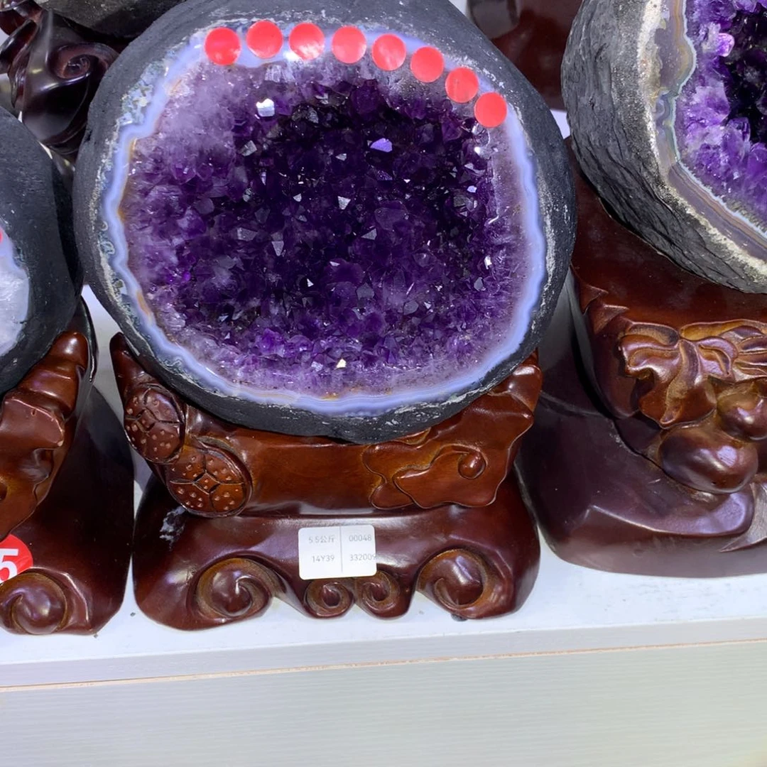 未镶嵌大型摆件（非配饰）紫晶巴西圆口钱袋子