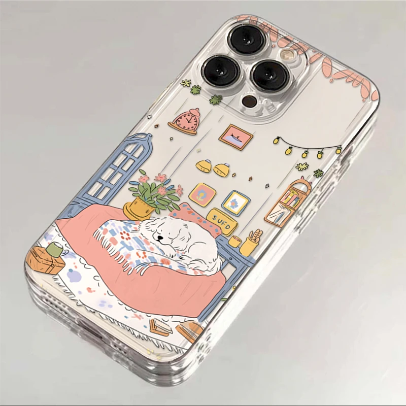 奥菲顿油画瞌睡小狗适用iPhone16苹果15手机壳华为vivo小米oppo套