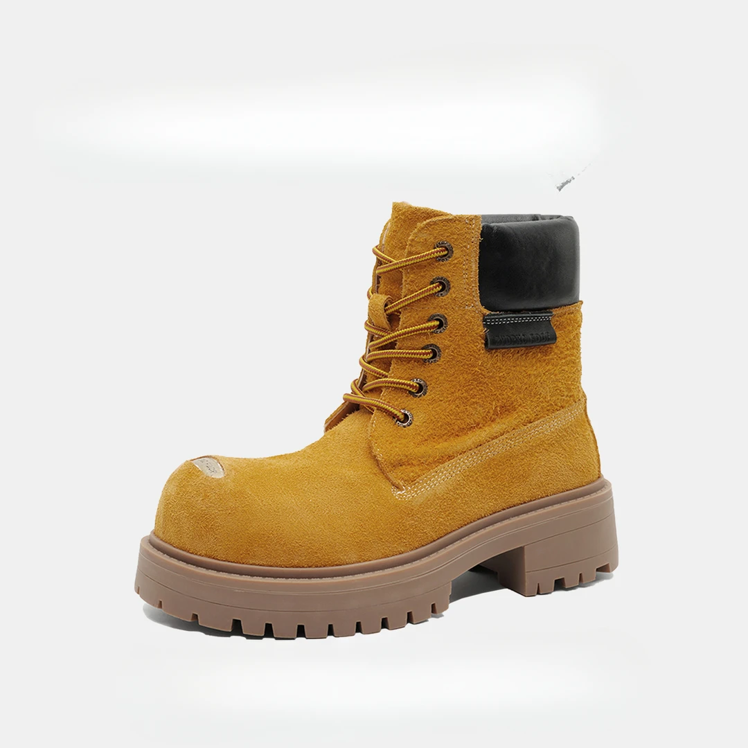 时尚大黄靴男士厚底潮流秋冬百搭高帮马丁靴四季通用款青