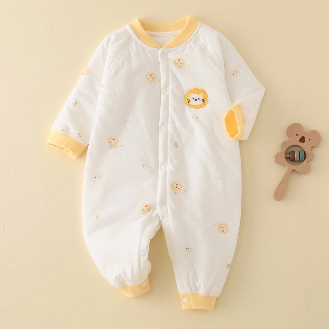 婴儿夹棉连体40g春秋冬薄棉服婴幼儿哈衣爬服加厚0-12月宝宝