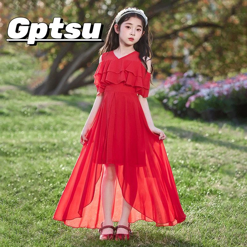 GPTSu女童连衣裙2025款洋气儿童雪纺长裙时髦高级感小女孩公主裙