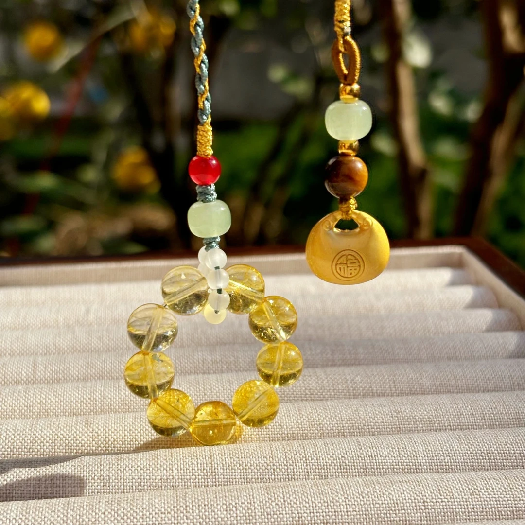 【前程天然黄包挂】2025新款锦绣件汽车吊坠国风发财福钱袋文创饰品