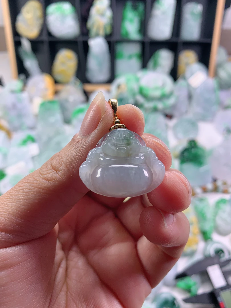缅甸天然A货翡翠冰润佛公吊坠（尺寸27-23-6）