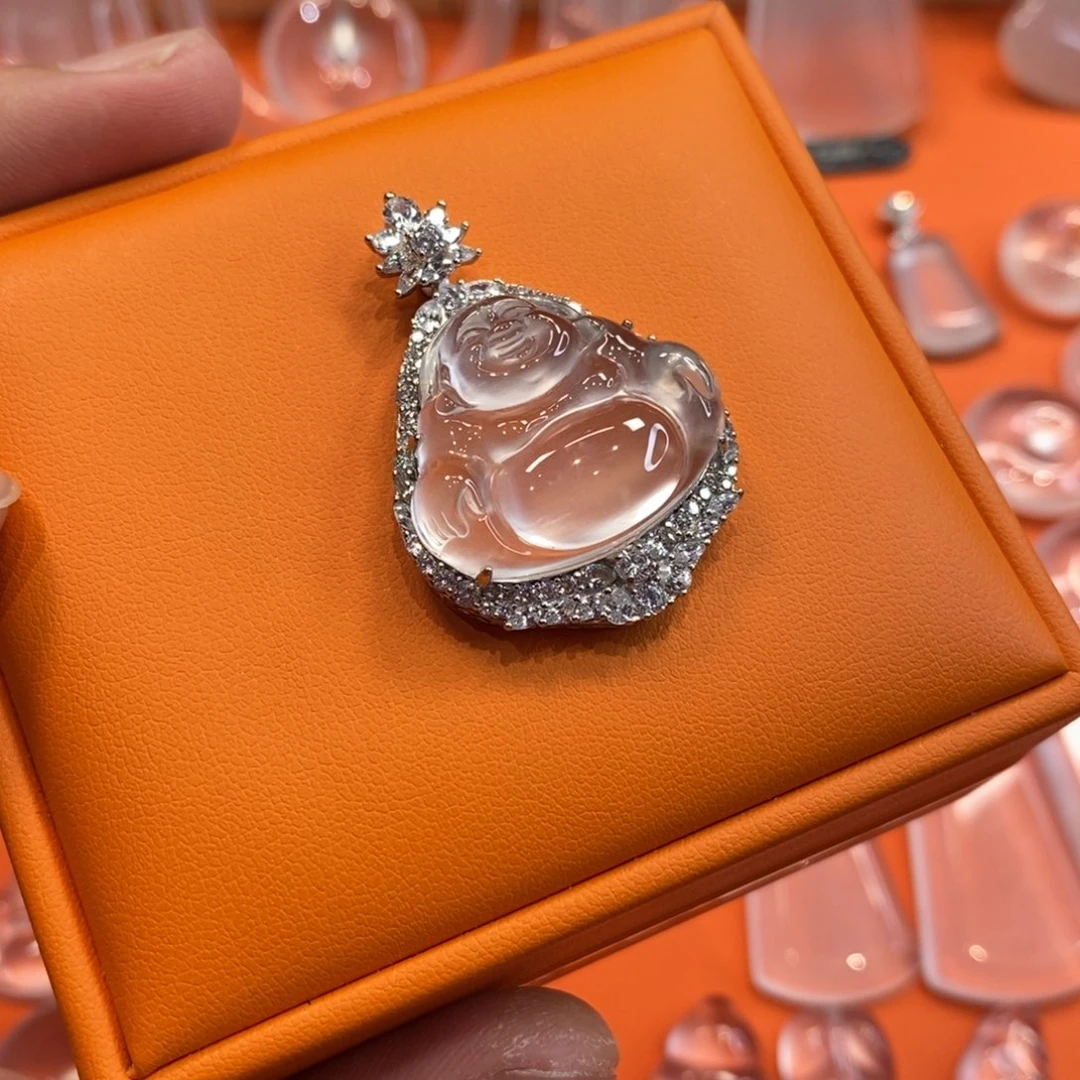 石英质玉吊坠银S925镶嵌