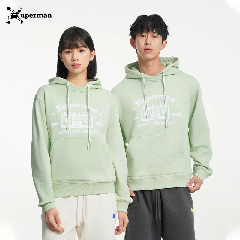 Xuperman比分系列连帽卫衣运动休闲透气复古宽松帽衫