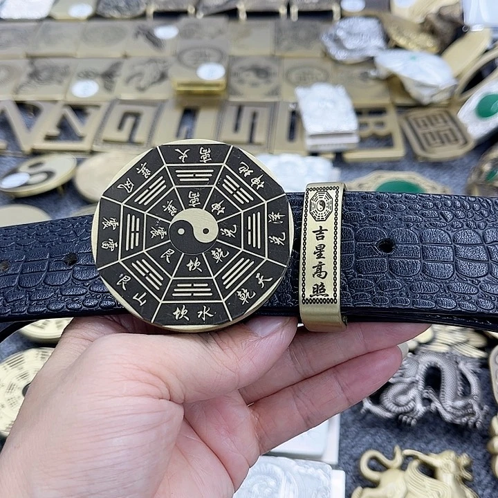 实心黄铜加牛皮腰带一套