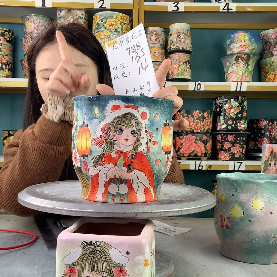 陶景德镇手工花盆728