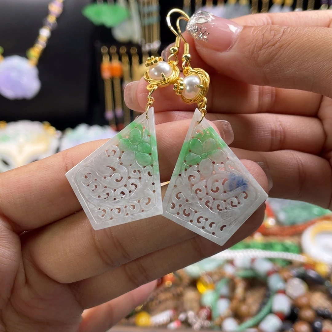 翡翠未镶嵌耳饰代编织