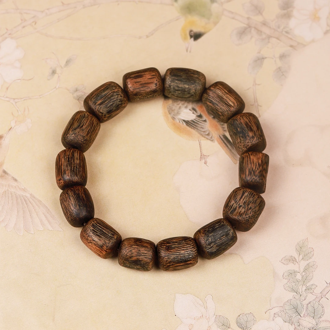 揽香集 沉香越南芽庄窖藏古董老白棋桶珠