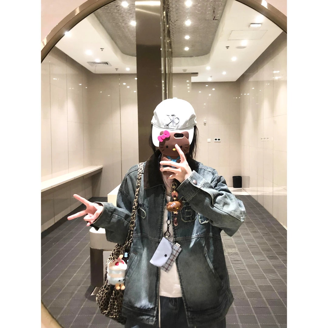 美式复古水洗牛仔外套女2025秋季设计感小众巴恩风宽松夹克上衣