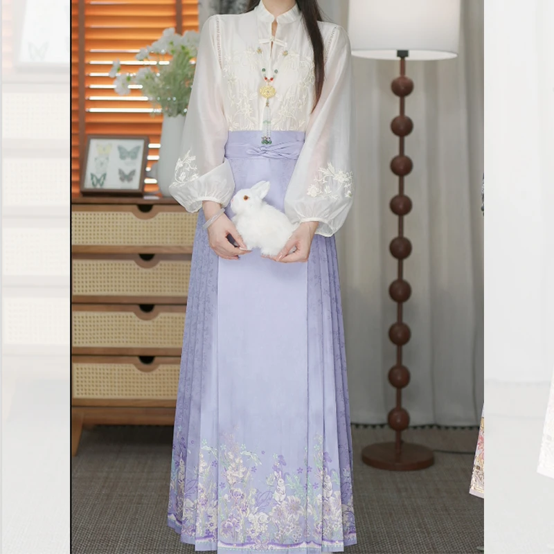 莫奈兔长裙-【单裙子】重工明制仿妆花织金马面裙汉服新款日常