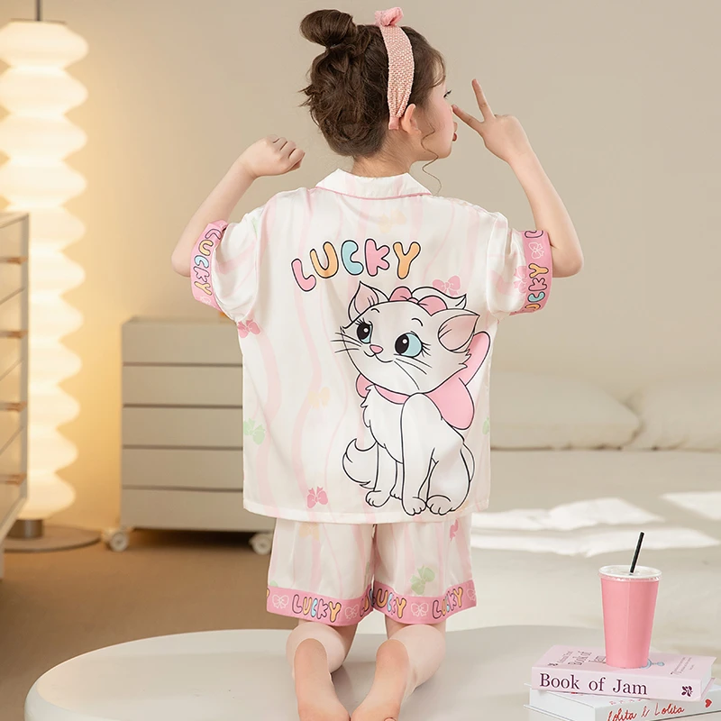 女童睡衣儿童夏季冰丝透气卡通套装薄款女孩可爱舒适家居服31582