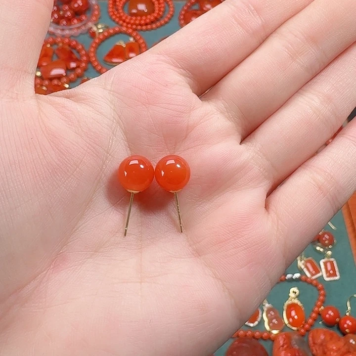 南红玛瑙银S925镶嵌8+