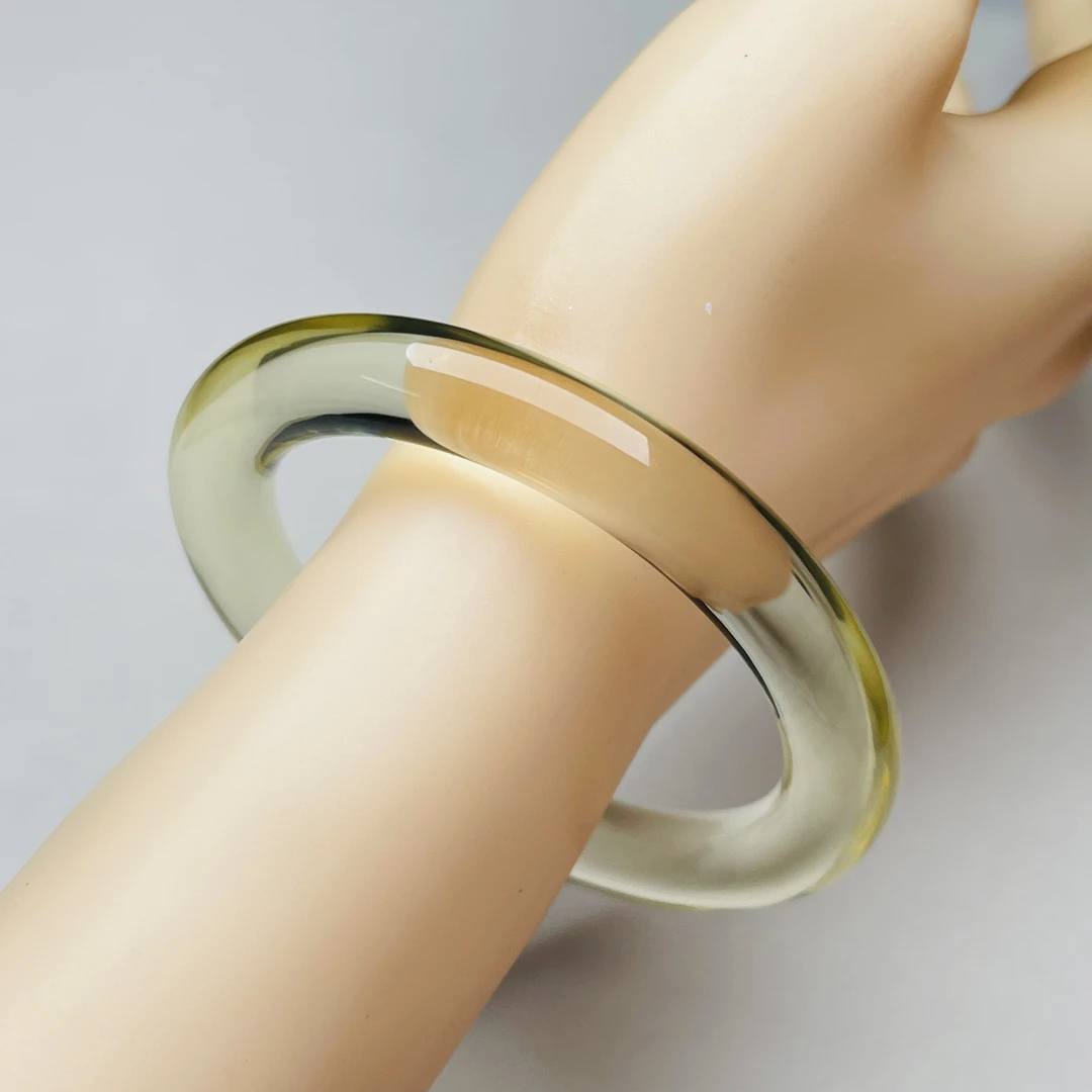 精品天然黄水晶手镯圆条全净体无暇尺寸55.7-10粗一物一图