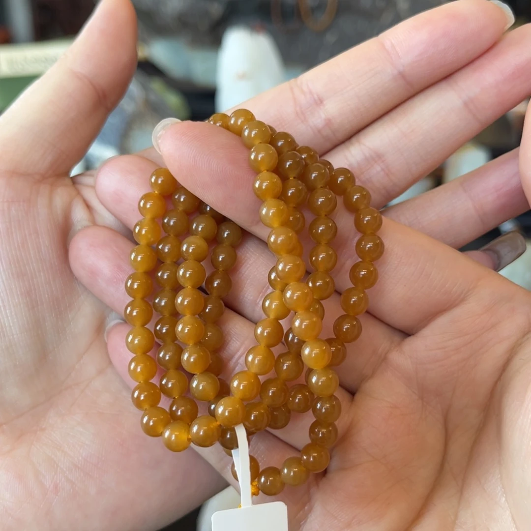 和田玉（糖玉）未镶嵌手串金山全糖6mm108
