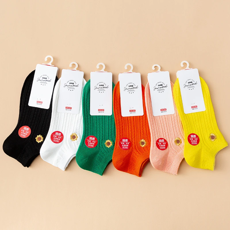 特！5双/组！透气！干爽！春夏女士运动休闲短袜船袜子  E374 H5883