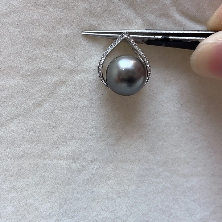 海水珍珠银S925镶嵌吊坠(不含链)