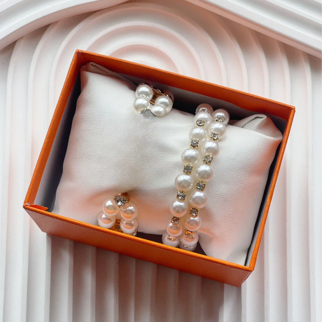 铜合金手链 菲纳孜仿珍珠款金银色（SAAT）手链两件套 镶钻手链