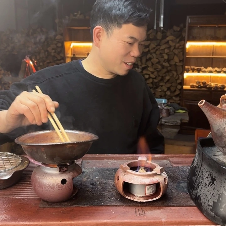 紫砂柴烧王**彤竹子提梁