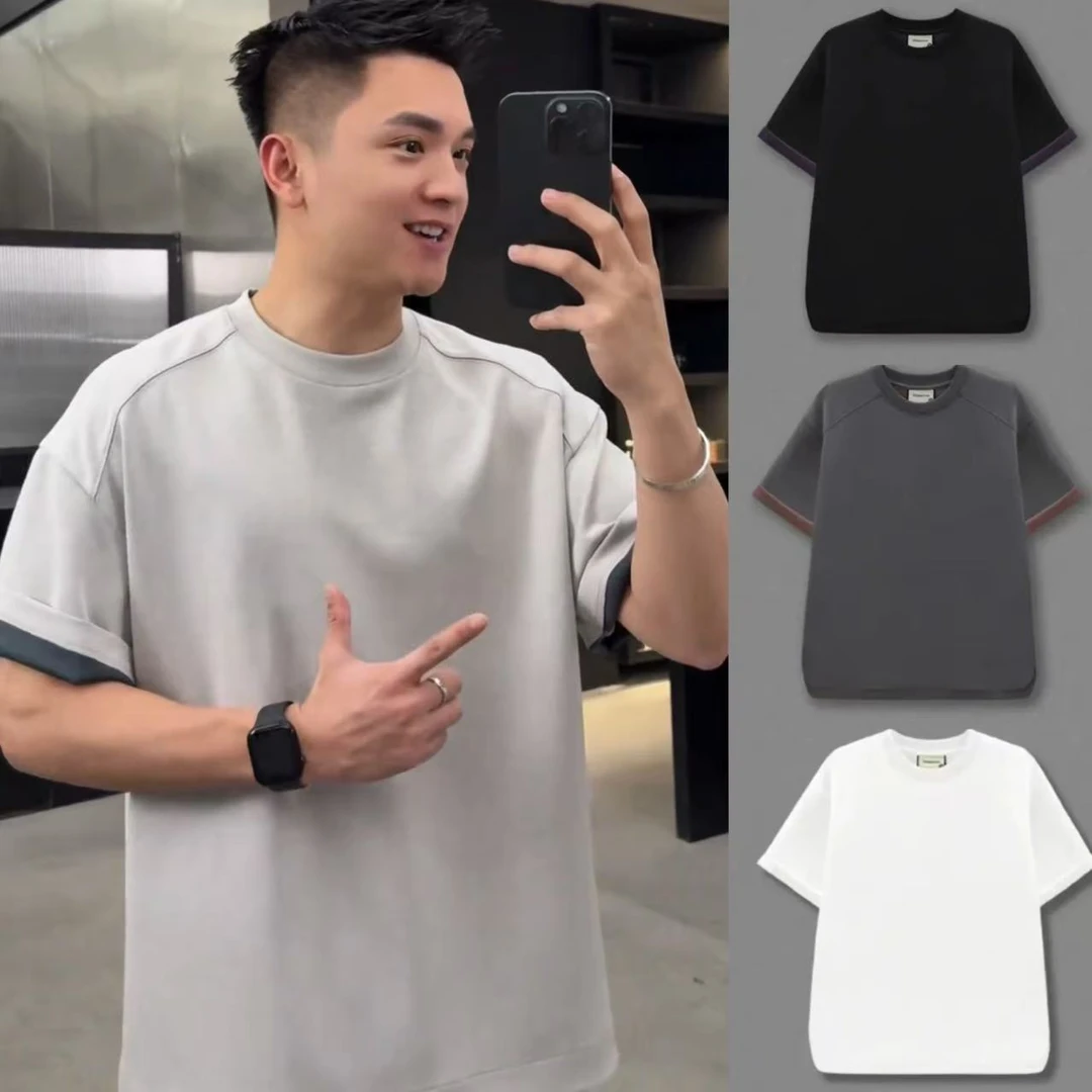 【莫代尔双色果冻棉】冰凉感亲肤透气高弹垂顺感短袖T恤男