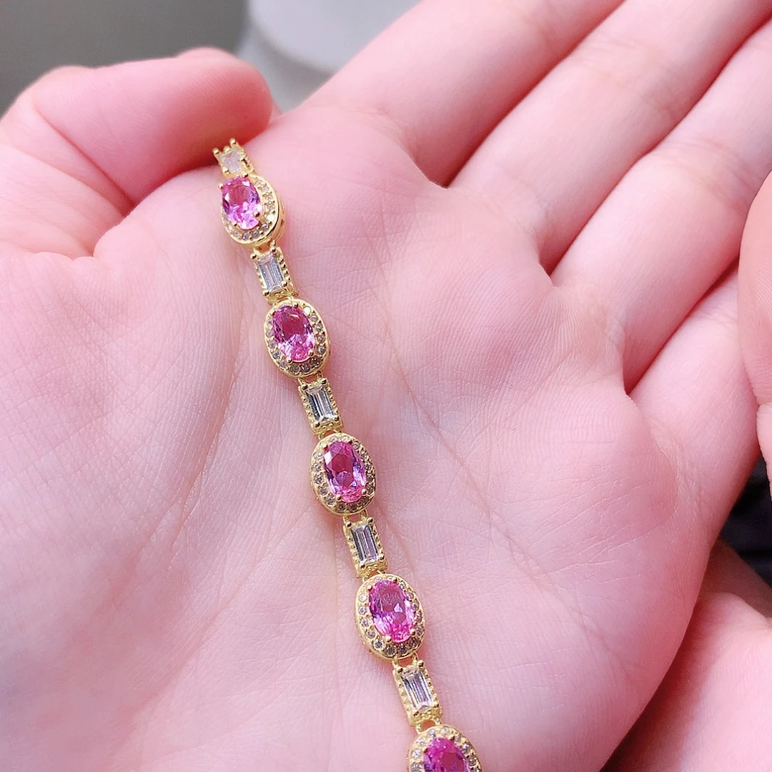 银S925镶嵌蓝宝石手链