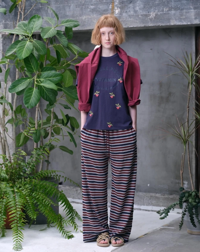 Puzzle piece设计师品牌 25PS百搭 条纹抽绳宽松卫裤