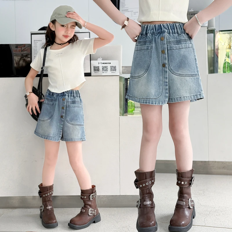 女童牛仔短裤夏季薄款外穿裤裙百搭洋气裙裤大童夏天时髦儿童裤子