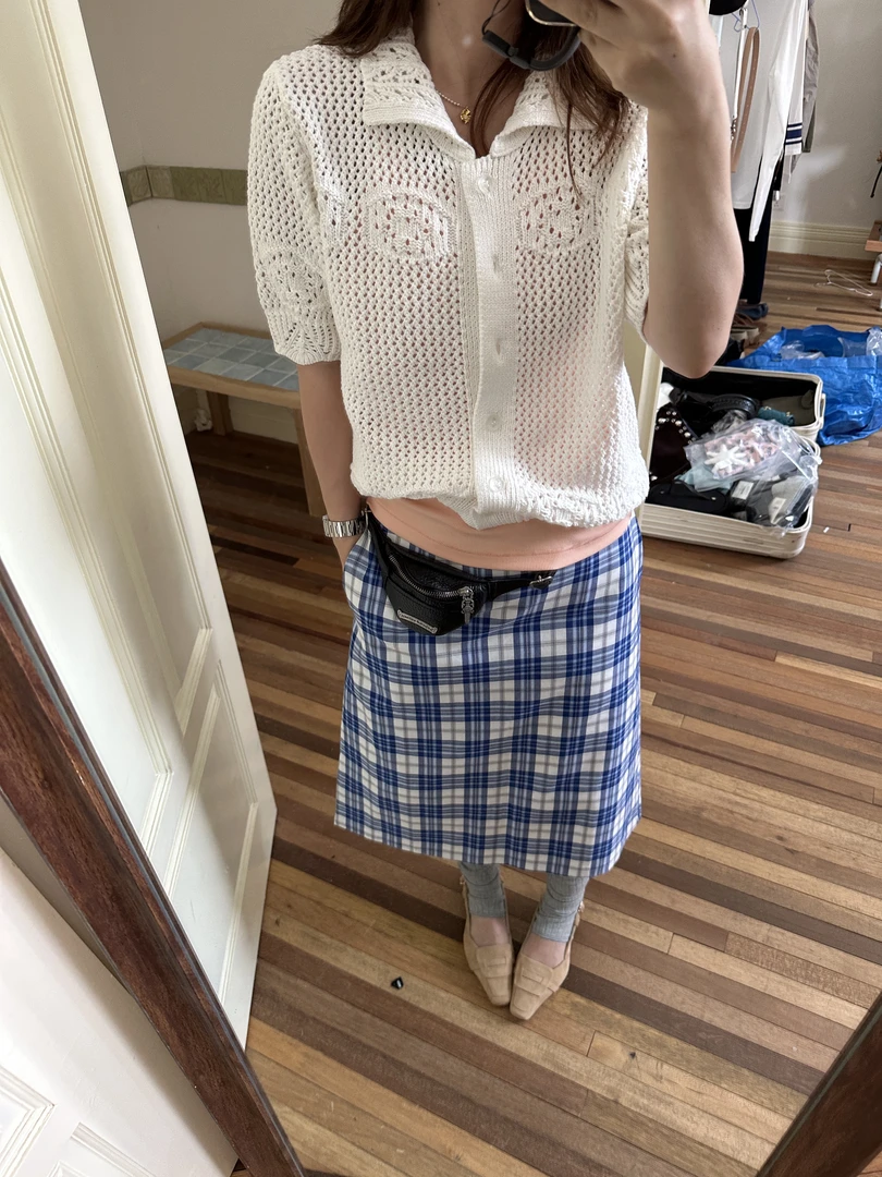 「ZDY」93988#ins法式镂空暗花针织开衫