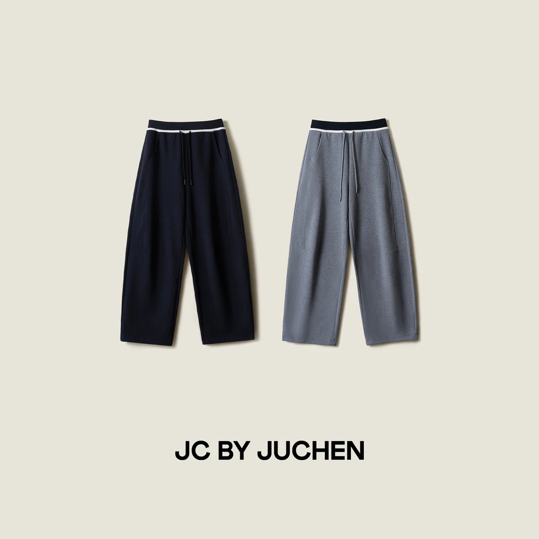 老钱高尔夫针织压腹裤轻行抗皱解构撞色腰头休闲裤FW201006-04