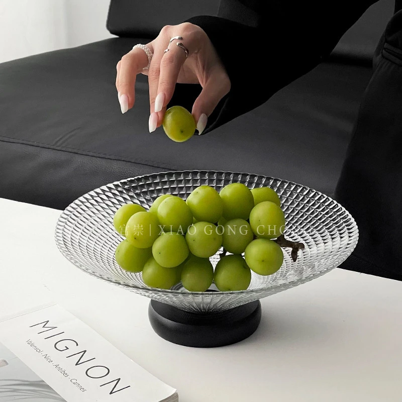 水果盘客厅茶几家用干果盘轻奢高档精致玻璃托盘糖果盒零食摆放盘