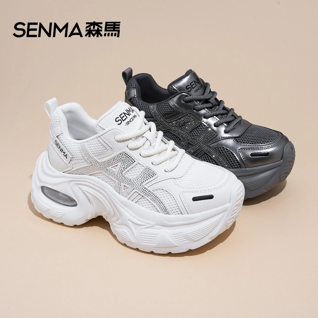 SENMA/森马2025新款隐形增高【9公分】休闲透气时尚老爹鞋