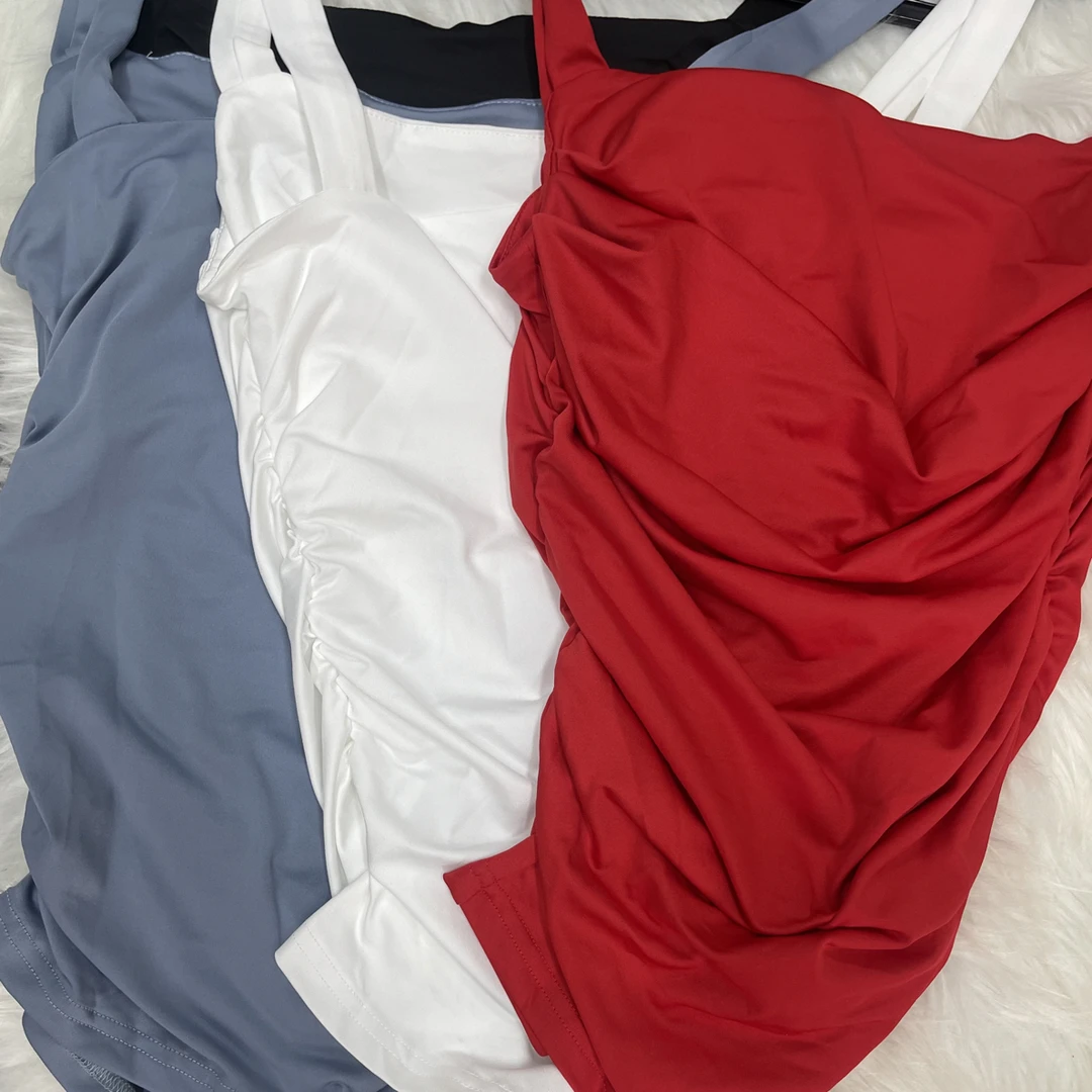 7021夏季宽带显瘦褶皱吊带