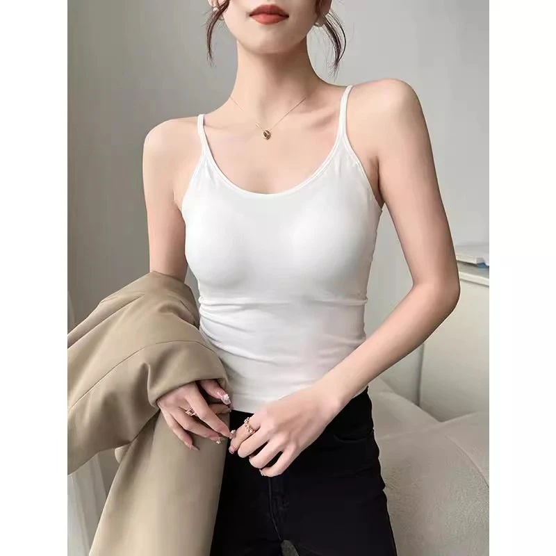 白色吊带背心女内搭带胸垫美背性感遮副乳文胸打底上衣2025春夏季