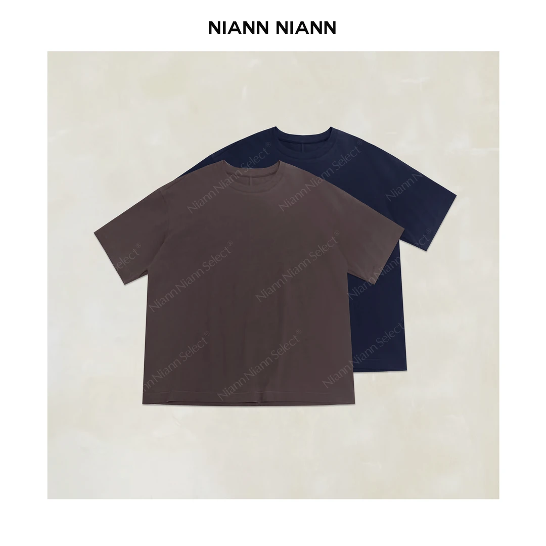 NiannNiann 四季款女装极简松弛宽松纯棉质感洗水短袖 16019