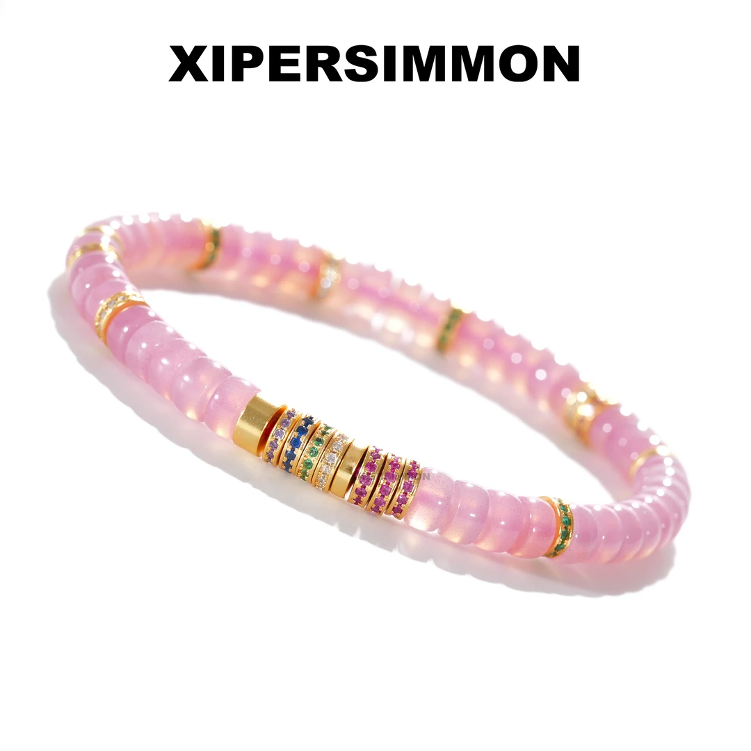 6mm粉糯手串/银配玛瑙高品爆朱砂满色精工直切设计款文玩盘玩