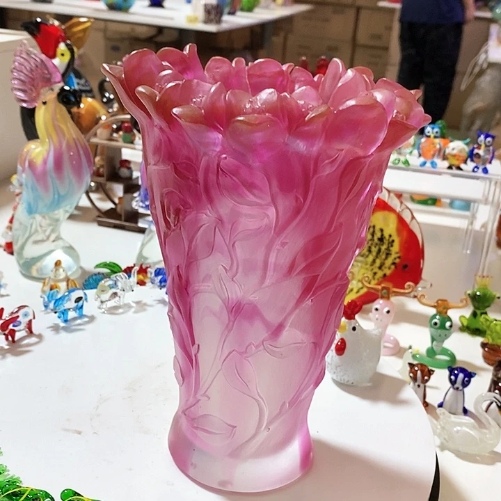 古法琉璃花瓶高22厘米口径9厘米