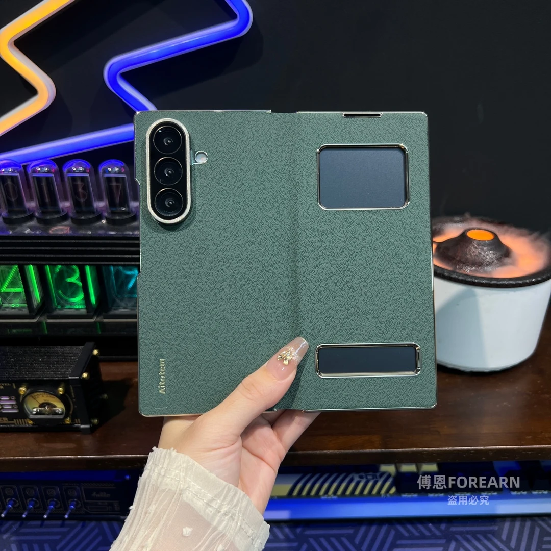 适用于三星ZFold7手机壳双包边翻盖fold7折叠屏保护套真皮新款