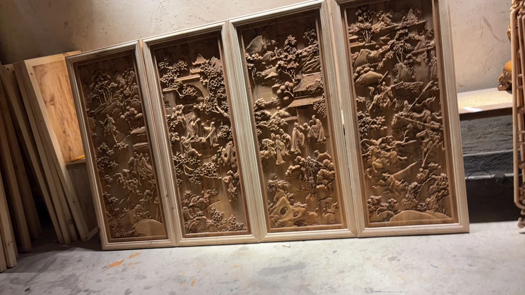 东阳木雕三国挂屏木雕