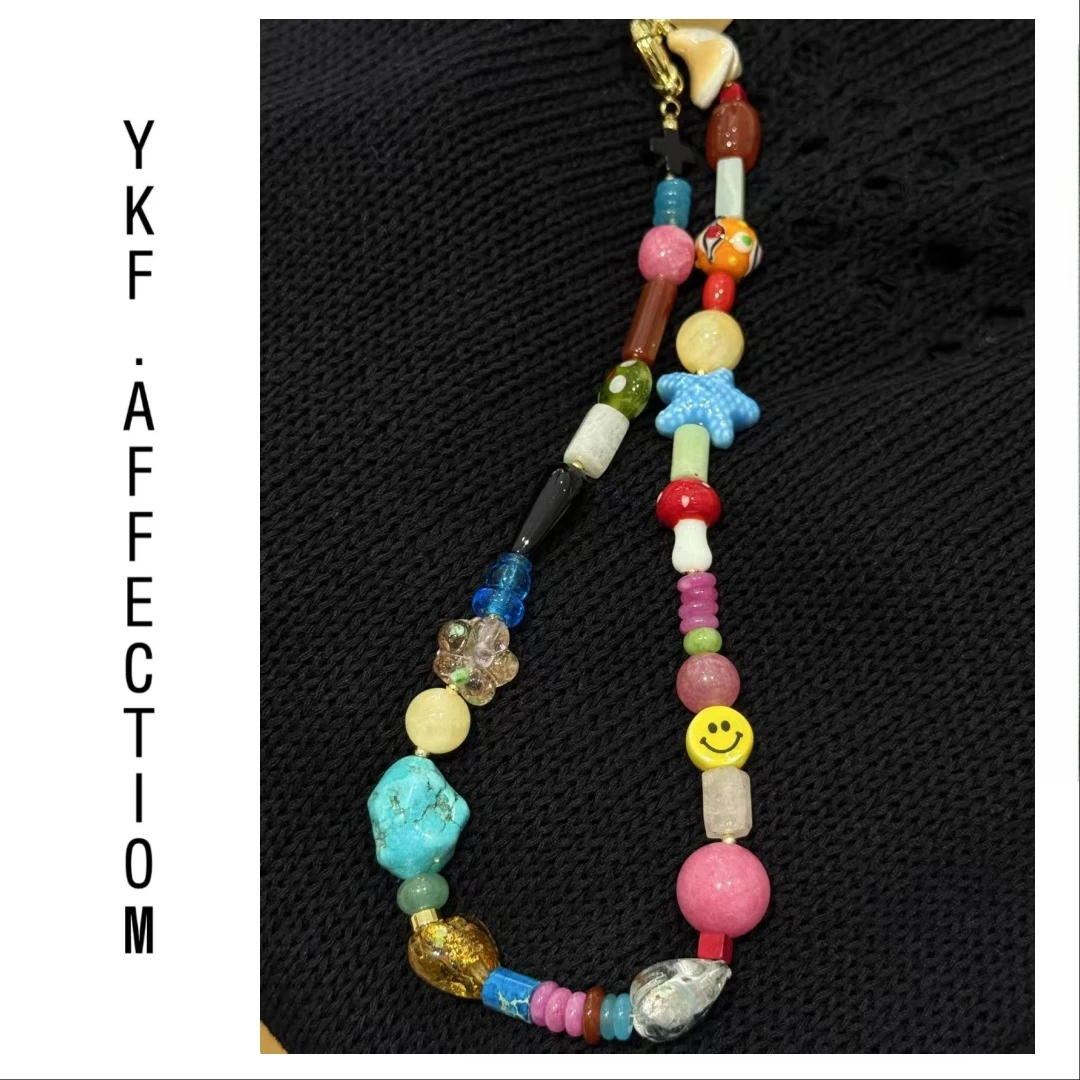 合金项链 天然百搭复古彩色项链42714