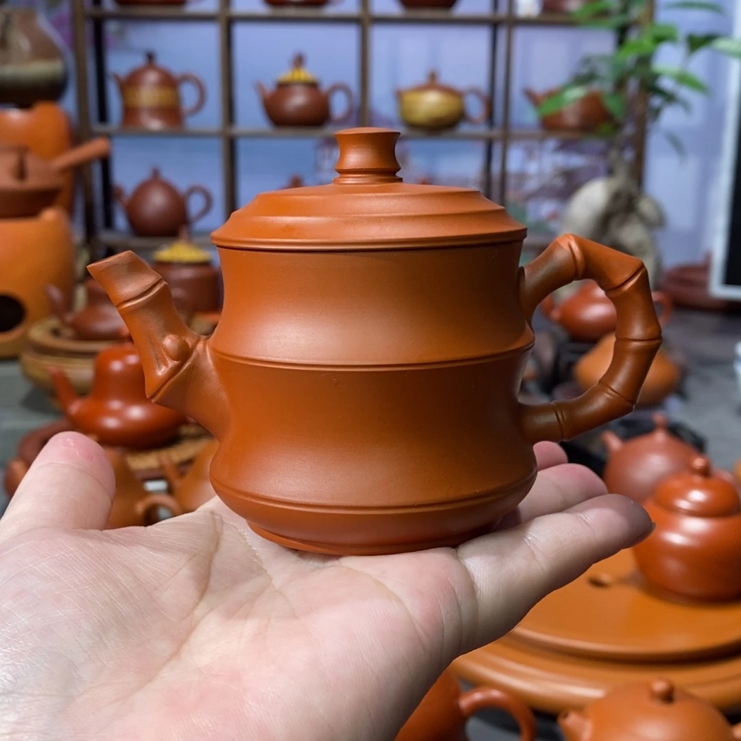 茶壶朱泥吴炫杰朱泥竹韵壶120c