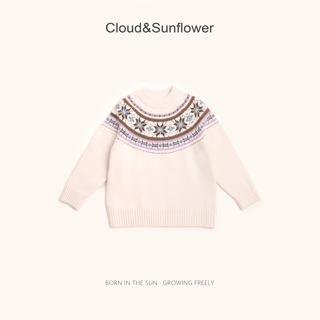 【云朵小葵】女童冬季新款爆款年款洋气时尚费尔岛风休闲毛衣555560