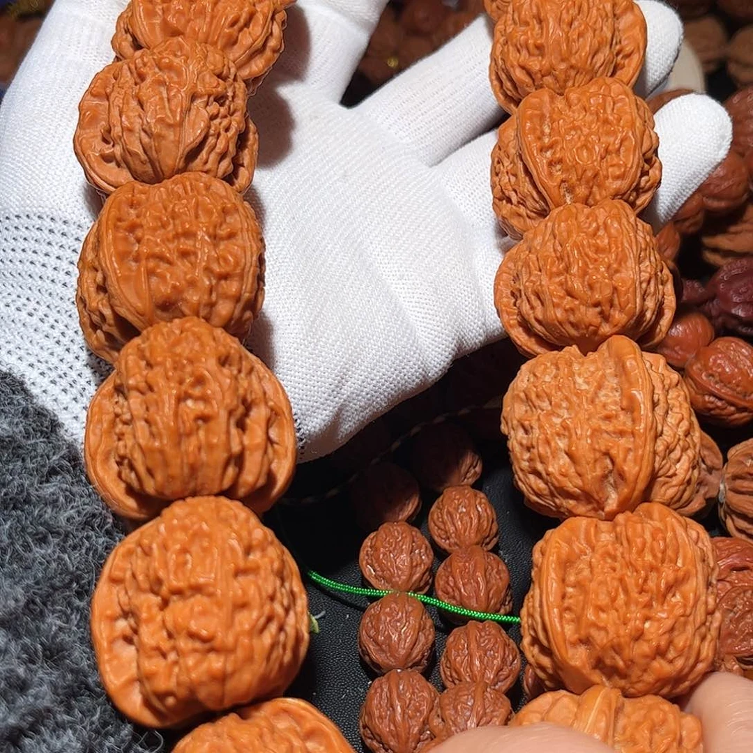 手串文玩核桃白狮子34.36