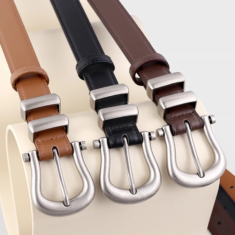 新款简约真皮女腰带裤腰带马蹄扣百搭女皮带牛皮复古配牛仔裤带