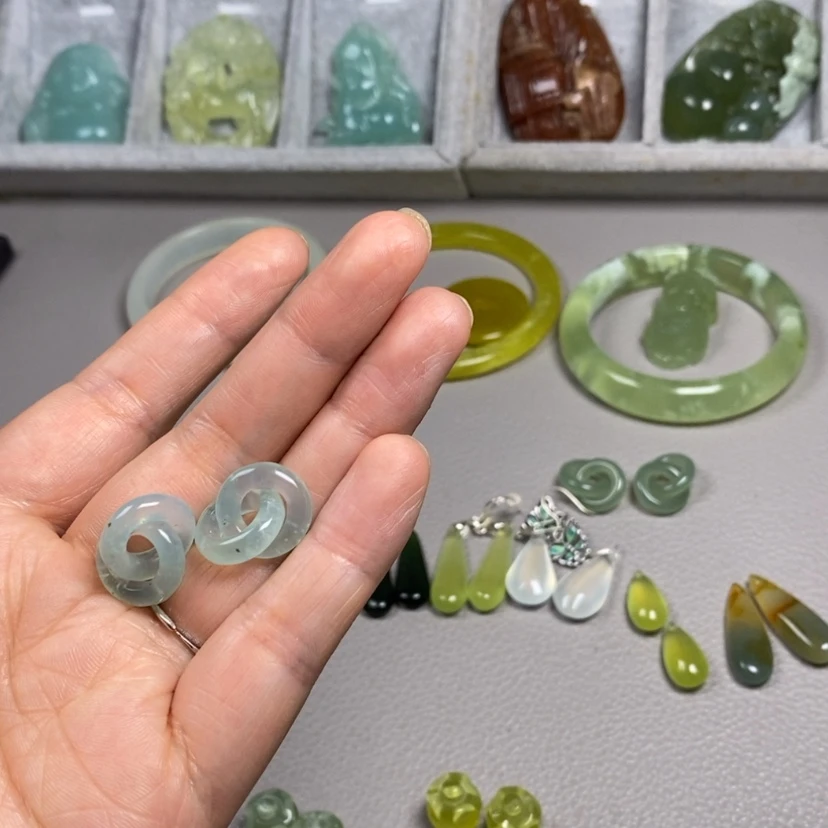 【闪购商品】蛇纹石玉未镶嵌挂件耳饰耳环项链