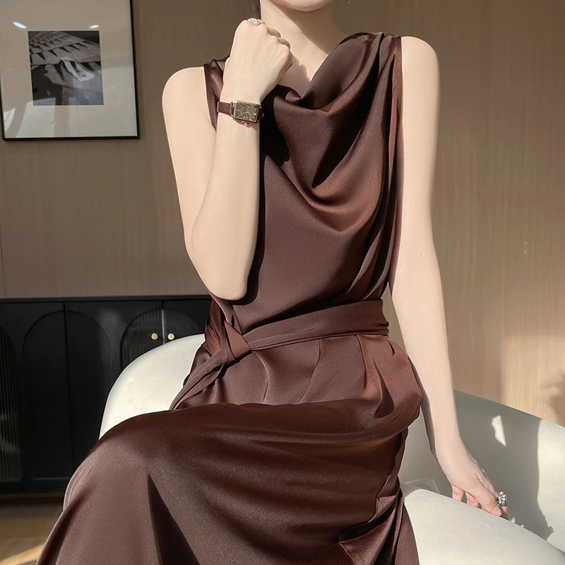 2025年春季时尚潮流优雅气质休闲长裙连衣裙修身长款裙子