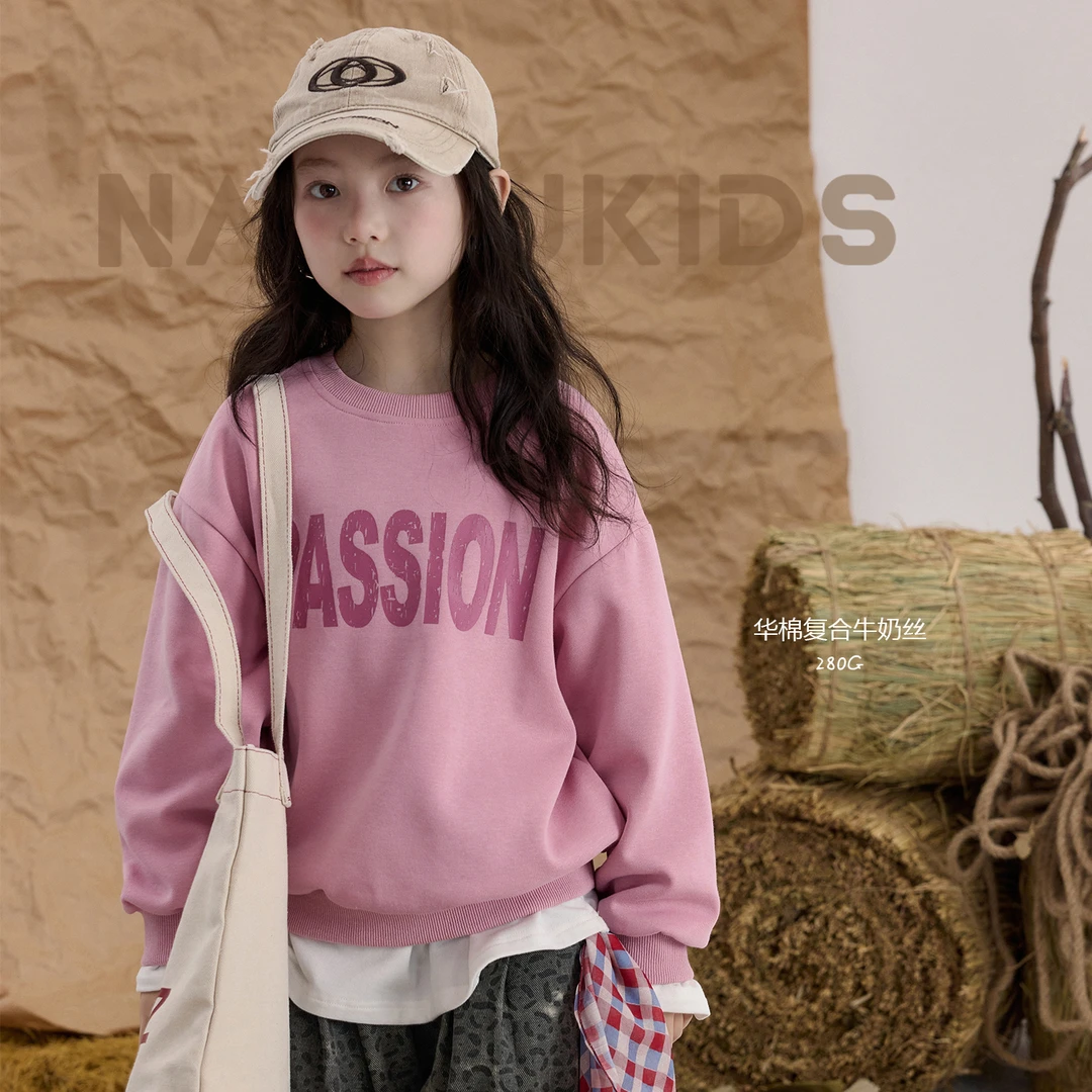 【酥服】女童卫衣2025秋季新款简约百搭中大童上衣Y6567
